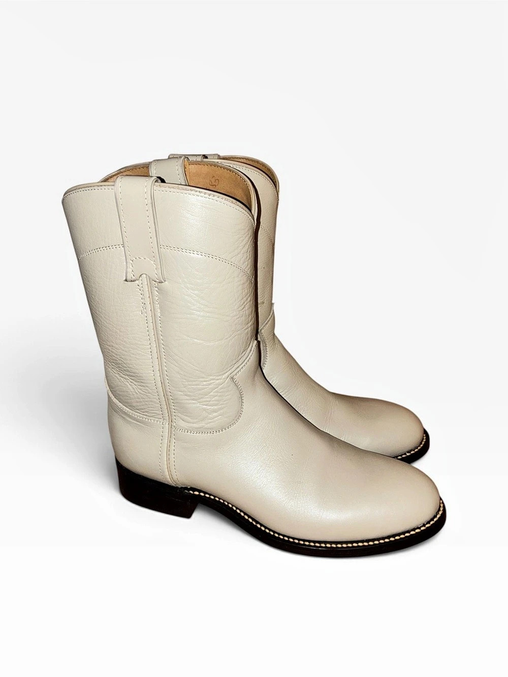 Justin Pearl Lacer Kiddi Western Boots Cream Girls US 3 1/2 D